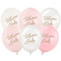 Mix 6 Balões Welcome Baby Rosa