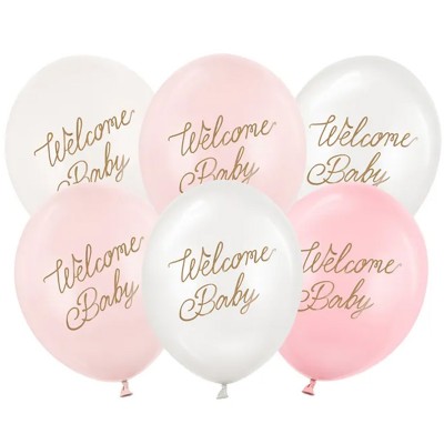 Mix 6 Balões Welcome Baby Rosa
