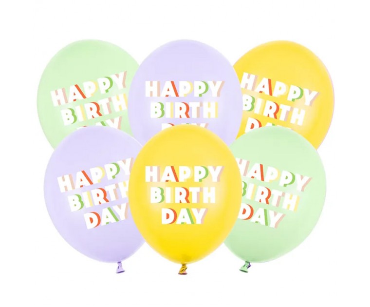 Mix 6 Balões Happy Birthday