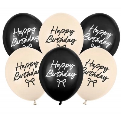 6 Balões Happy Birthday Laços