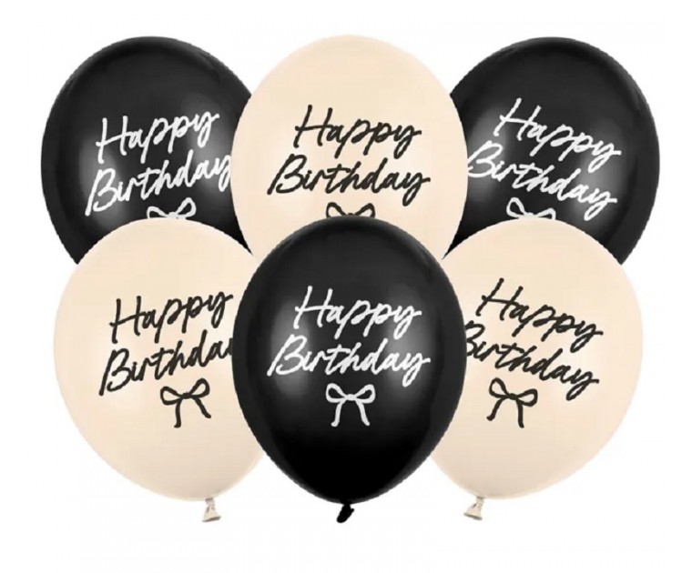 6 Balões Happy Birthday Laços