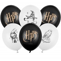 6 Balões Harry Potter Pretos e Brancos