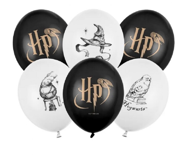 6 Balões Harry Potter Pretos e Brancos