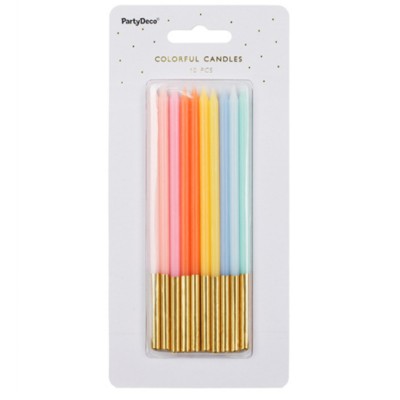 10 Velas Multicoloridas com Dourado