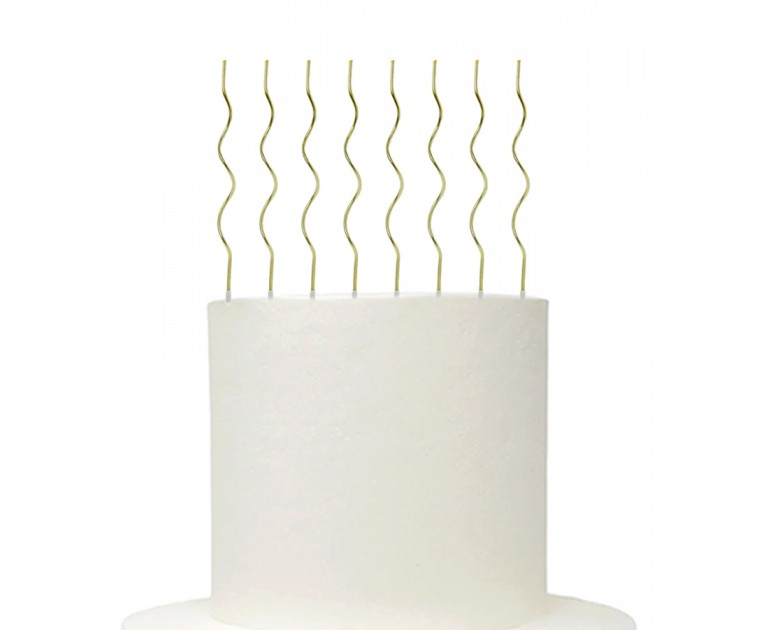 8 Velas Retorcidas Douradas 14 cms