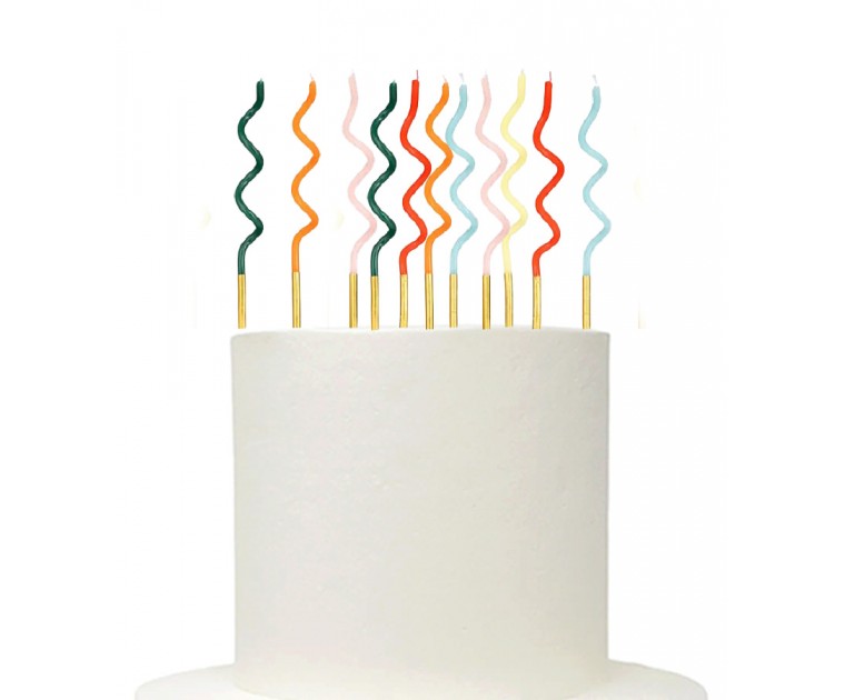 12 Velas Curvas Multicoloridas