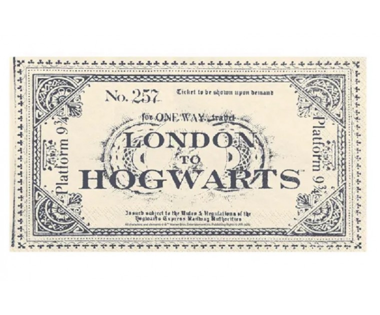 Guardanapos Harry Potter Bilhete Londres Hogwarts
