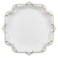 Pratos Brancos Ornamentados Dourado