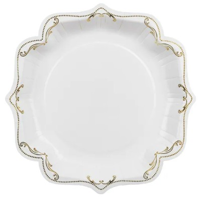 Pratos Brancos Ornamentados Dourado Pratos Brancos Ornamentados Dourado