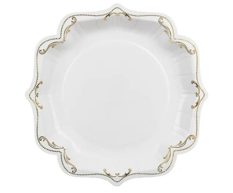 Pratos Brancos Ornamentados Dourado