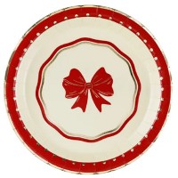 Pratos Laço Vermelho e Bege