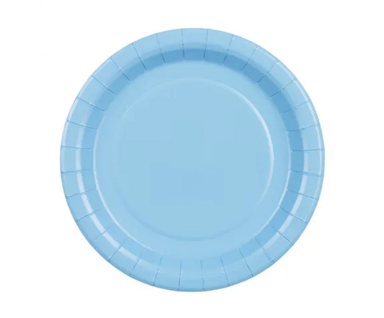 6 Pratos Azul Claro 18 cms