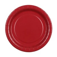 6 Pratos Vermelho Escuro 18 cms