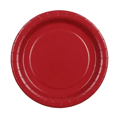 6 Pratos Vermelho Escuro 18 cms