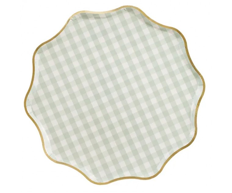 Pratos Xadrez Verde Rebordo Dourado Pratos Xadrez Verde Rebordo Dourado