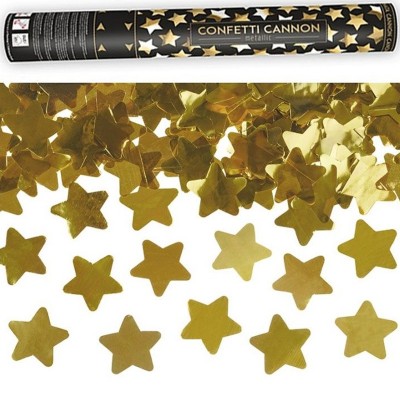 Canhão de Confetis Estrelas Douradas 40 cms 