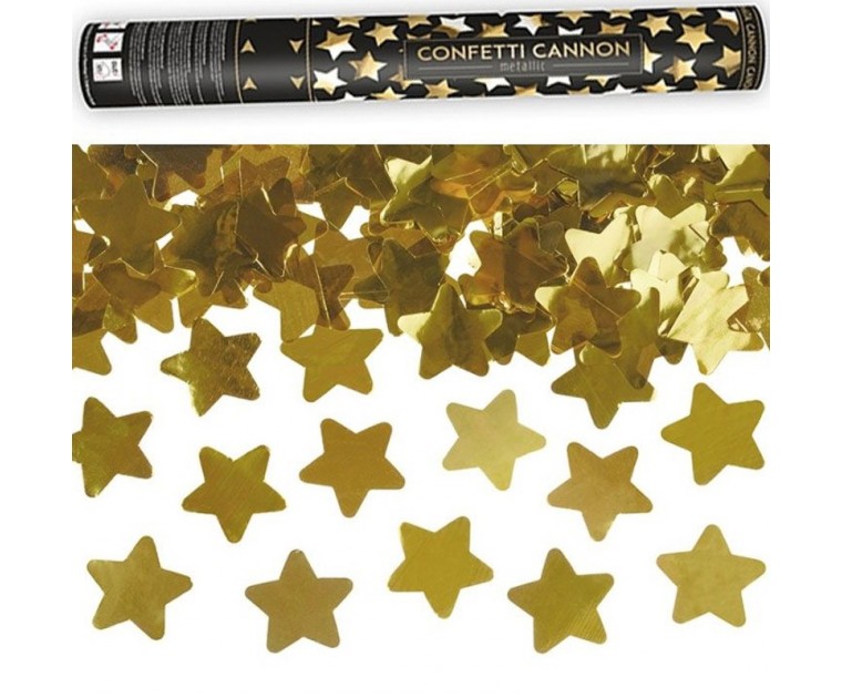 Canhão de Confetis Estrelas Douradas 40 cms 