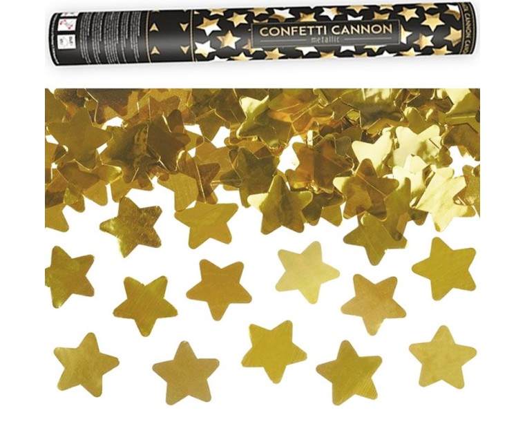 Canhão de Confetis Estrelas Douradas 80 cms