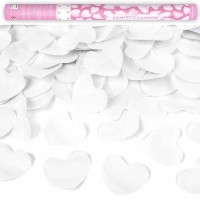 Canhão de Confetis Corações Brancos 60cms