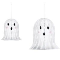 Pack 2Decorações Honeycomb Fantasma Branco 