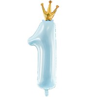 Balão Foil Nº1 Azul Coroa Dourada