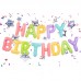 Banner com Estrelas Happy Birthday Cores Pastel