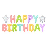 Banner com Estrelas Happy Birthday Cores Pastel