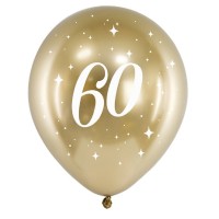 Conj. 6 Balões Glossy Dourado 60º Aniversário
