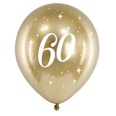 Conj. 6 Balões Glossy Dourado 60º Aniversário