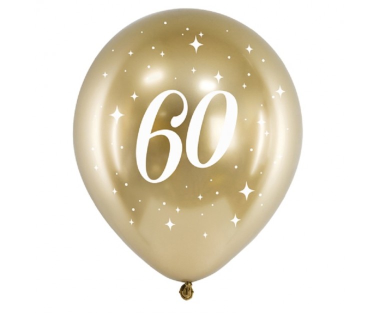 Conj. 6 Balões Glossy Dourado 60º Aniversário