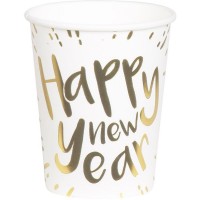 Conj. 6 Copos Happy New Year Dourado