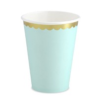 6 Copos Menta Rebordo Dourado