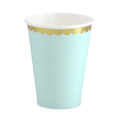 6 Copos Menta Rebordo Dourado