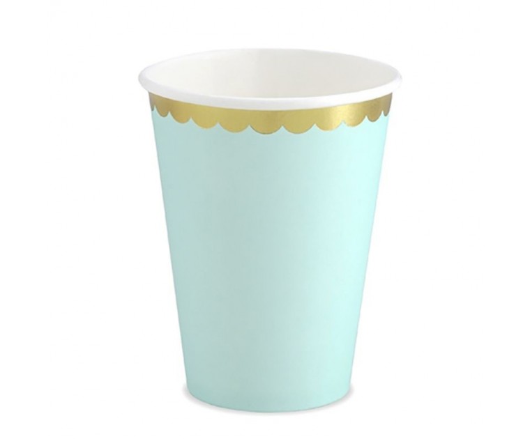 6 Copos Menta Rebordo Dourado