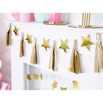Grinalda com Estrelas e Tassel Douradas