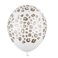 Balão Branco Manchas Leopardo Douradas***