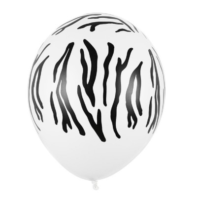 Balão Branco Manchas Zebra Pretas***