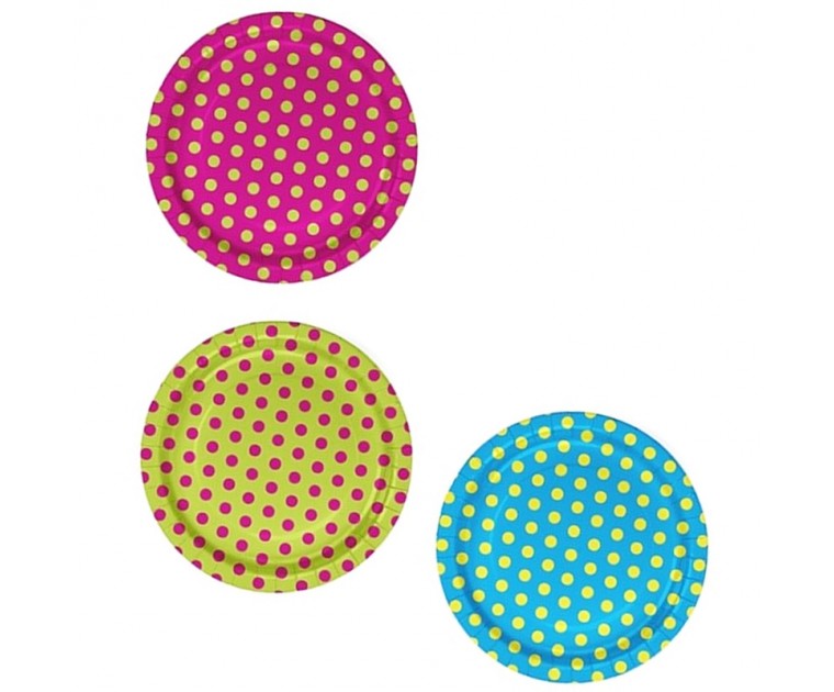 Pratos Multicoloridos Bolinhas