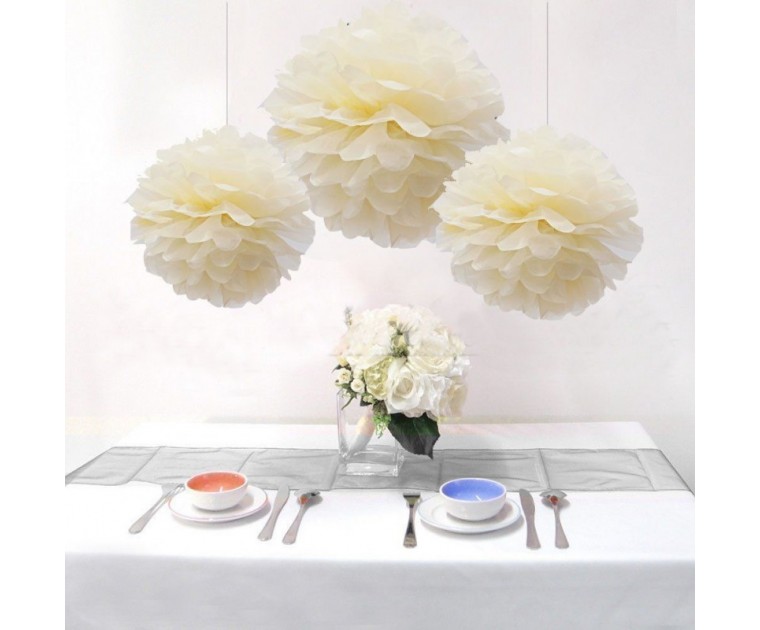 Conjunto de 5 Pom-Pons Marfim