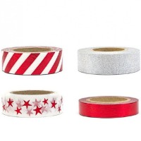 Washi Tape Vermelho e Prata