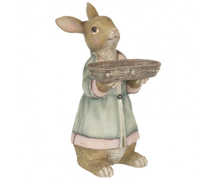 Figura Decorativa Coelha com Cesta 23*17*36cm 