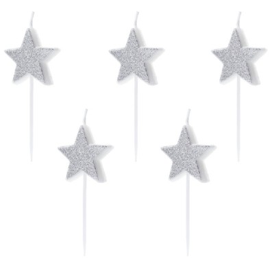 5 Velas Estrelas Prateadas