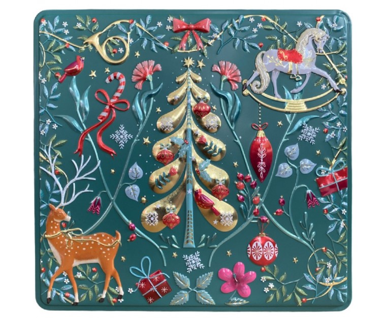 Caixa Lata Natal Verde Ornamentada