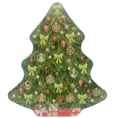 Caixa Lata Árvore Natal Ornamentada