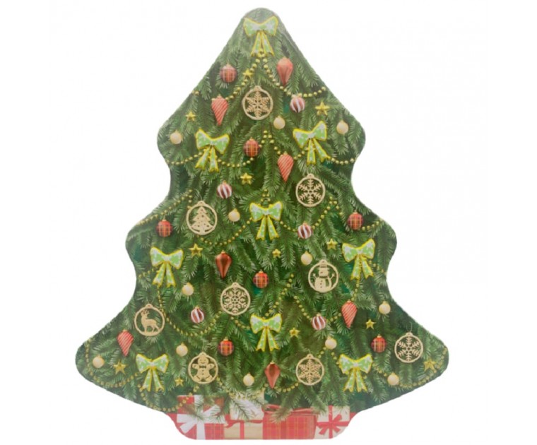 Caixa Lata Árvore Natal Ornamentada