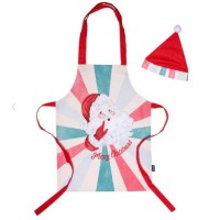 Conj. de Avental e Gorro Crianças Pai Natal