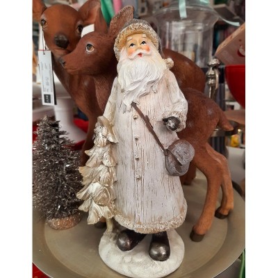 Pai Natal Decorativo Branco e Dourado