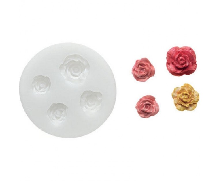 Molde Silicone Rosas 4 Cavidades