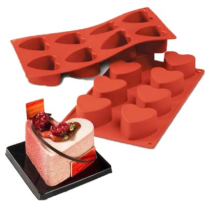 Tabuleiro Silicone 8 Corações Cup Cake e Sobremesas