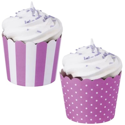 Taças Muffins Riscas + Bolinhas Roxas